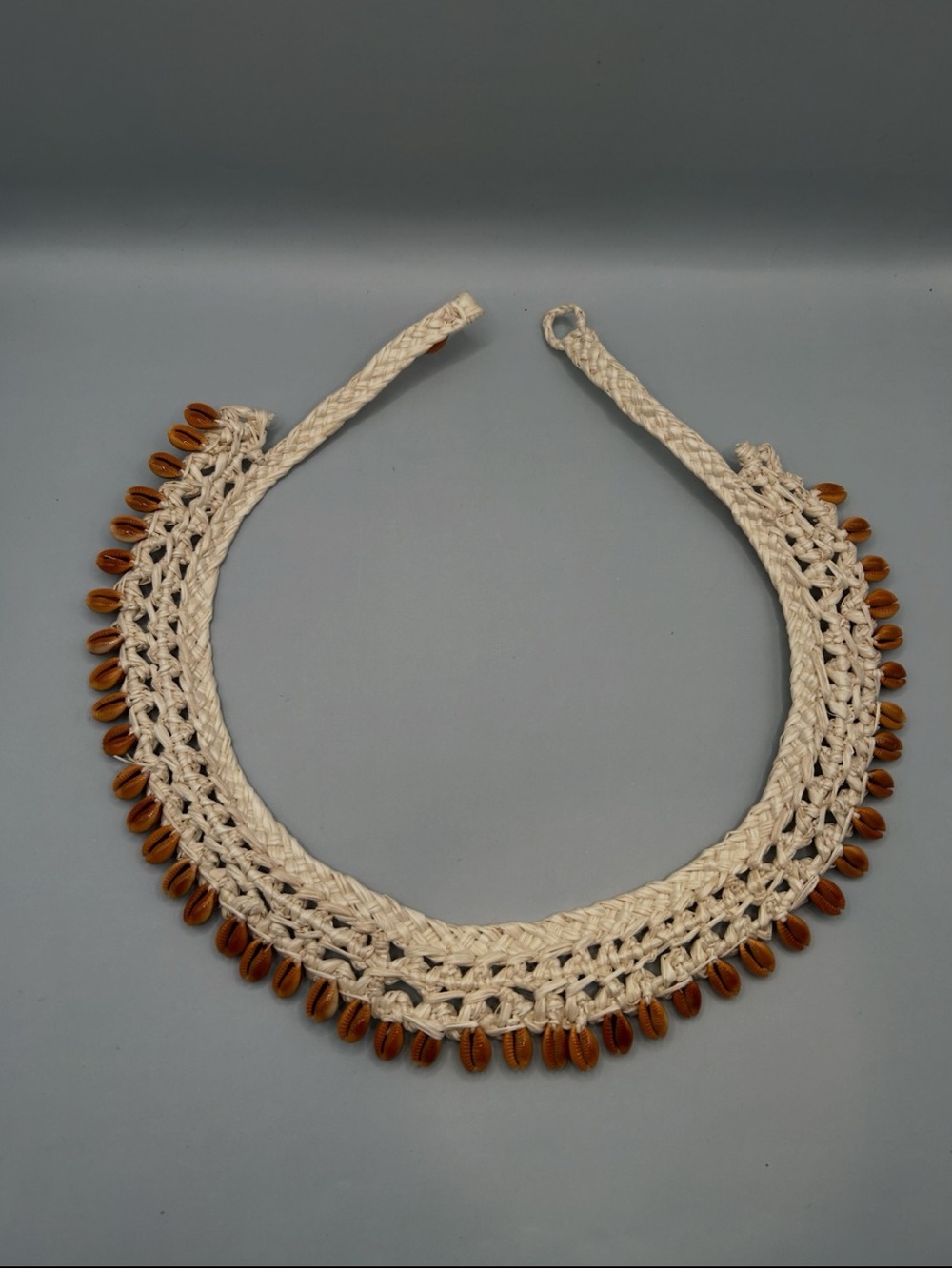 Marshallese tiger cowrie woven necklace traditional hand-crafted island jewelry
